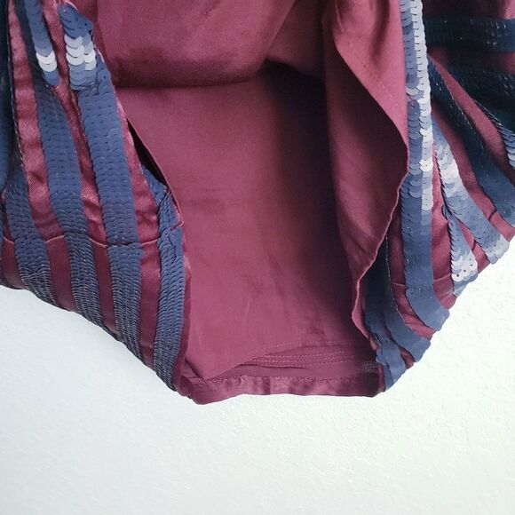 French Connection Burgundy and Navy Sequin Striped Dress - Picture 7 of 10